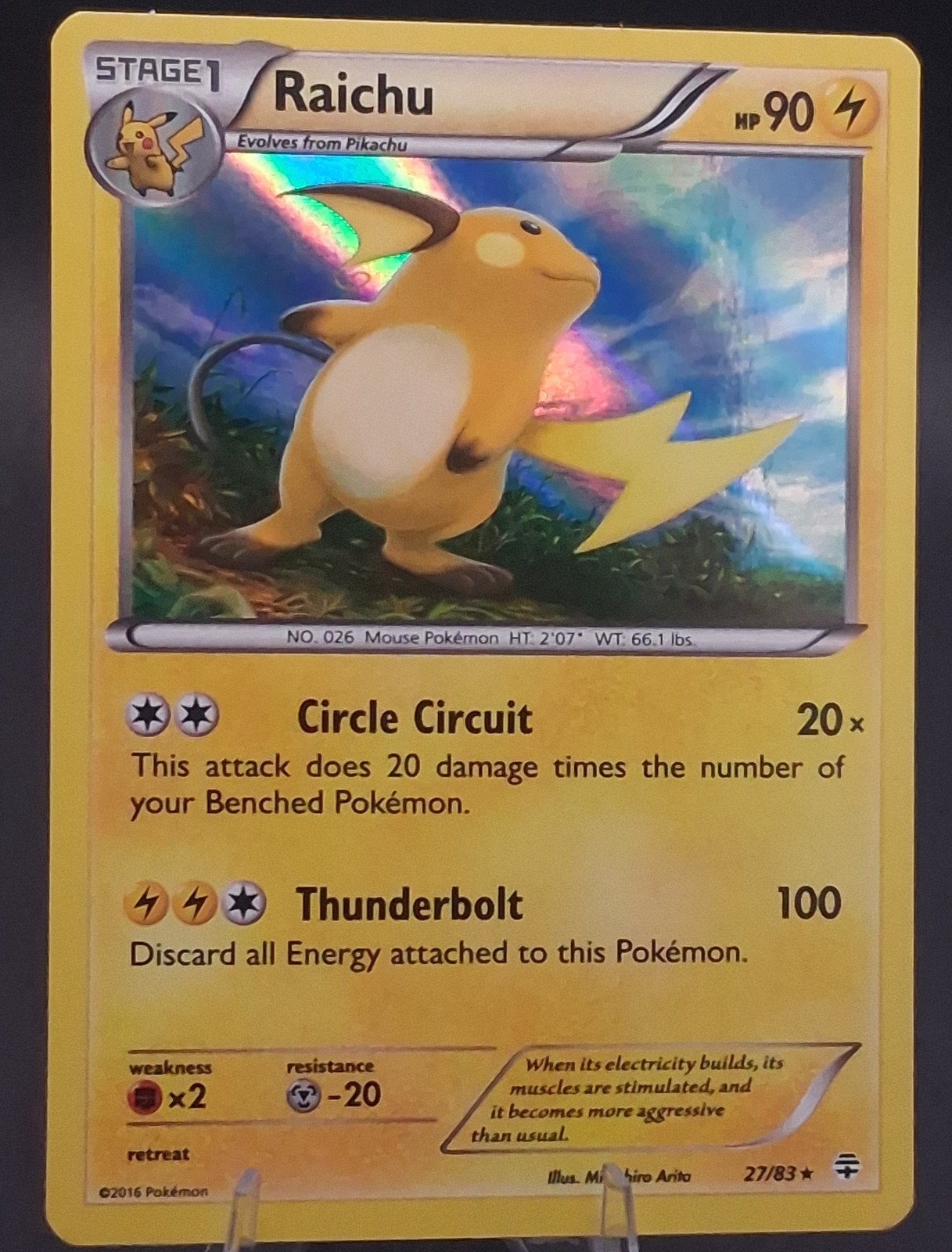 Listing Title: Raichu 27/83 Holo Rare - XY Generations 2016 - NM/EX - Pokemon TC