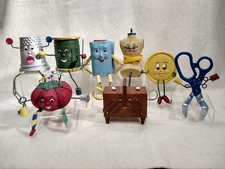 Vtg 2006 WMG Anthropomorphic SEWING-THEMED Shelf Sitters With Faces - Set of 8