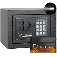 ROLOWAY Steel Money Safe Box for Home with Fireproof Money Bag for Cash Hidde...