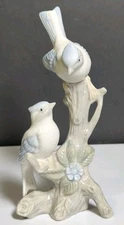 Vintage Blue Jay Birds On Branch Porcelain Figurine Artmark 8.5"