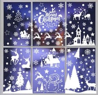 Fensterbilder Weihnachten Selbstklebend 145 Weiß Schneeflocken Rentier Elfe