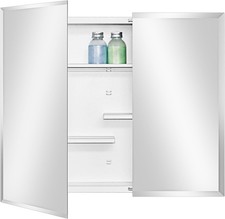 White Medicine Cabinet Recessed or Surface Mount Bathroom Medicine Cabinet