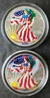 2000 and 2001 $1 American Silver Eagle Dollars Colorized in Capsules