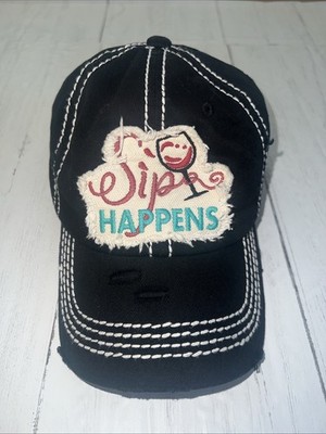 KBETHOS Vintage  Sip HAPPENS  Distressed Baseball Hat