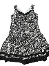 Jones Wear Womens Black White A Line Plus Size 18W Sleeveless Dress 