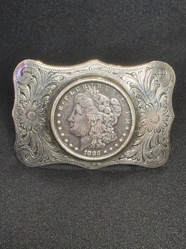 1883 Morgan Dollar Sterling Silver Belt Buckle Beautiful Vintage