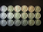 18  Roosevelt Dimes 90% Silver, mixed dates,  Insured,  Free Shipping, lot # 7