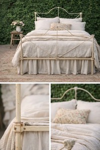 Victorian Wishbone Wrought Iron Bed Frame - Full/Double Size - Shabby Chic White