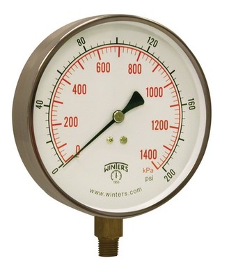 Stainless Steel Pressure Gauge 0-60 PSI 4-1/2 Inch Dial Bottom Mount PCT