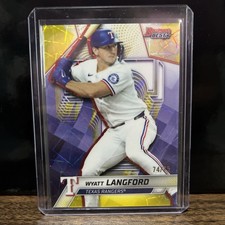 2025 Bowman's Best Yellow Lazer Refractor Wyatt Langford /75 Texas Rangers