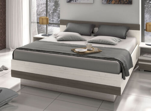 Bedded Blanco bed double 160x200 cm pinus pinea blanco gray MDF-