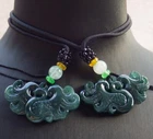 Video 2 pcs Certified Green Natural A Jade jadeite Pendant Phoenix 凤凰 109811 TS