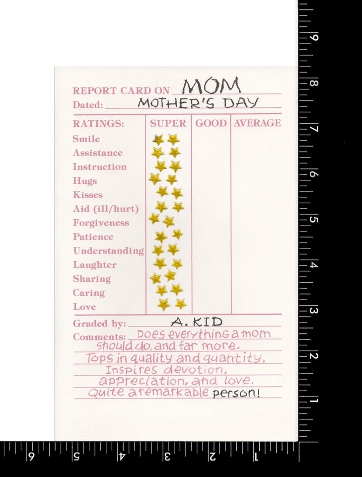 Divertida tarjeta del día de la madre del niño, boletín de calificaciones de American Greetings + sobre Foto 3 de 4