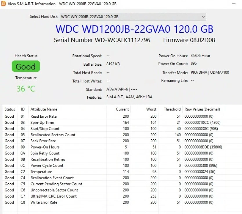 Western Digital WD1200JB-22GVA0 HDD, 120 GB , IDE/ATA/ATAPI-6 - Tested w/pics - Image 3 of 4