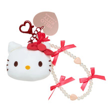 Sanrio Hello Kitty Bead strap with mascot Cushion Ribbon Japan NEW