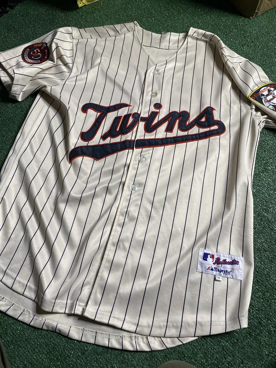 Vintage Style Minnesota Twins Joe Mauer Jersey Sz XL Cream Stripe