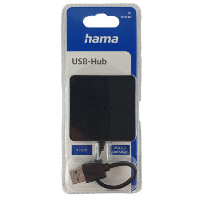 hama USB 2.0 hub mit 4 Anschlüssen 480 Mbps für Speicher, Maus, Tastatur