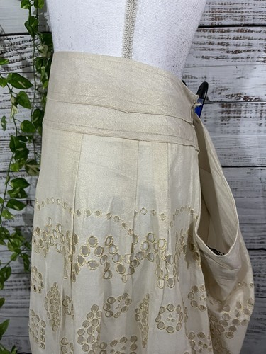 Nygard Skirt Plus 24 Ivory Gold Eyelet Knee Wedding Cocktail Church Modest Slim - Picture 10 of 14