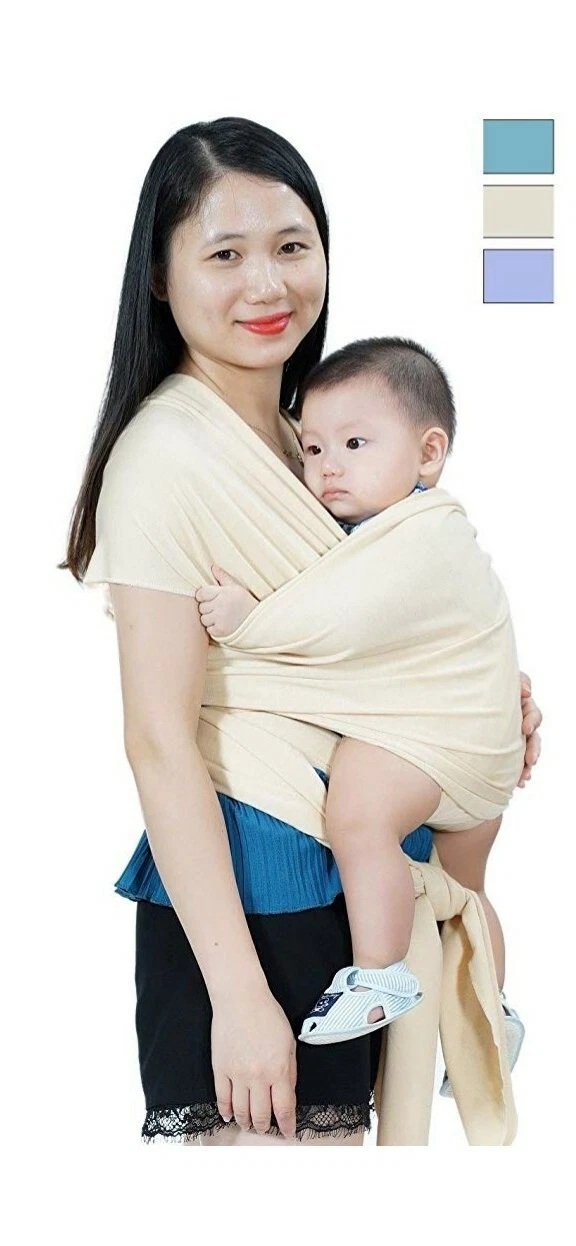 Mom's Love Baby Sling wrap Carrier Wrap. Beige, yellow sand.