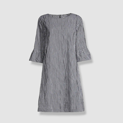 $340 Caroline Rose Women's Black Crinkle Gingham Dress Plus Size 1X
