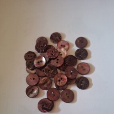 10 echte Perlmutt Muschel Knöpfe farbig rötlich schimmernd ca. 12,7 mm Konvolut