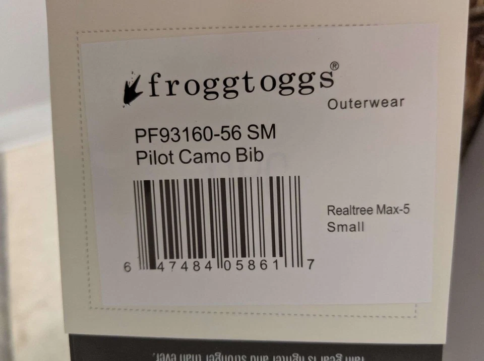 FROGG TOGGS Men's Pilot Guide: RealTree Max 5 Waterproof Rain Bib SMALL - Image 4 of 4