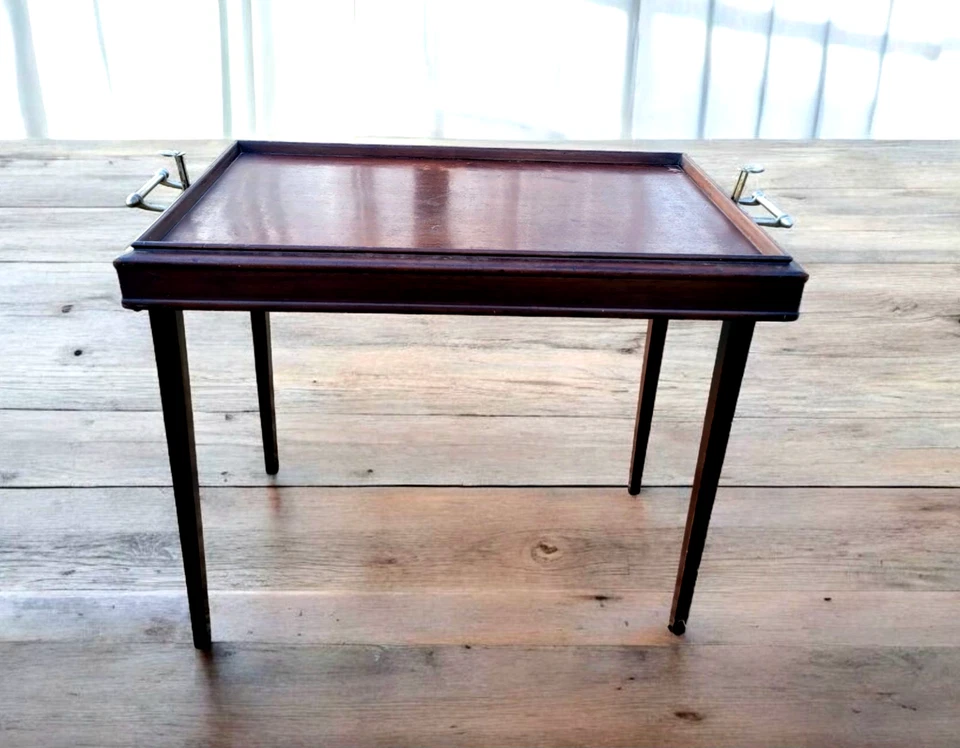 Raro R. R. Scheibe Convertible Mesa-Bandeja Níquel Latón Herrajes Patentados 1926 Foto 2 de 4