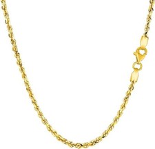 14k Yellow Real Gold Filled Solid Rope Chain Necklace, 2.1mm 22.0 Inches 