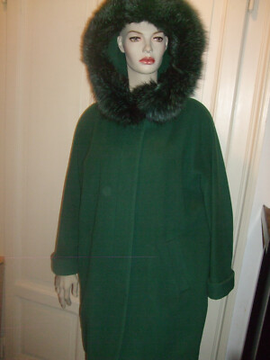 CAPPOTTO LODEN FUR PELLICCIA VOLPE PELZ PURA LANA CASHMERE