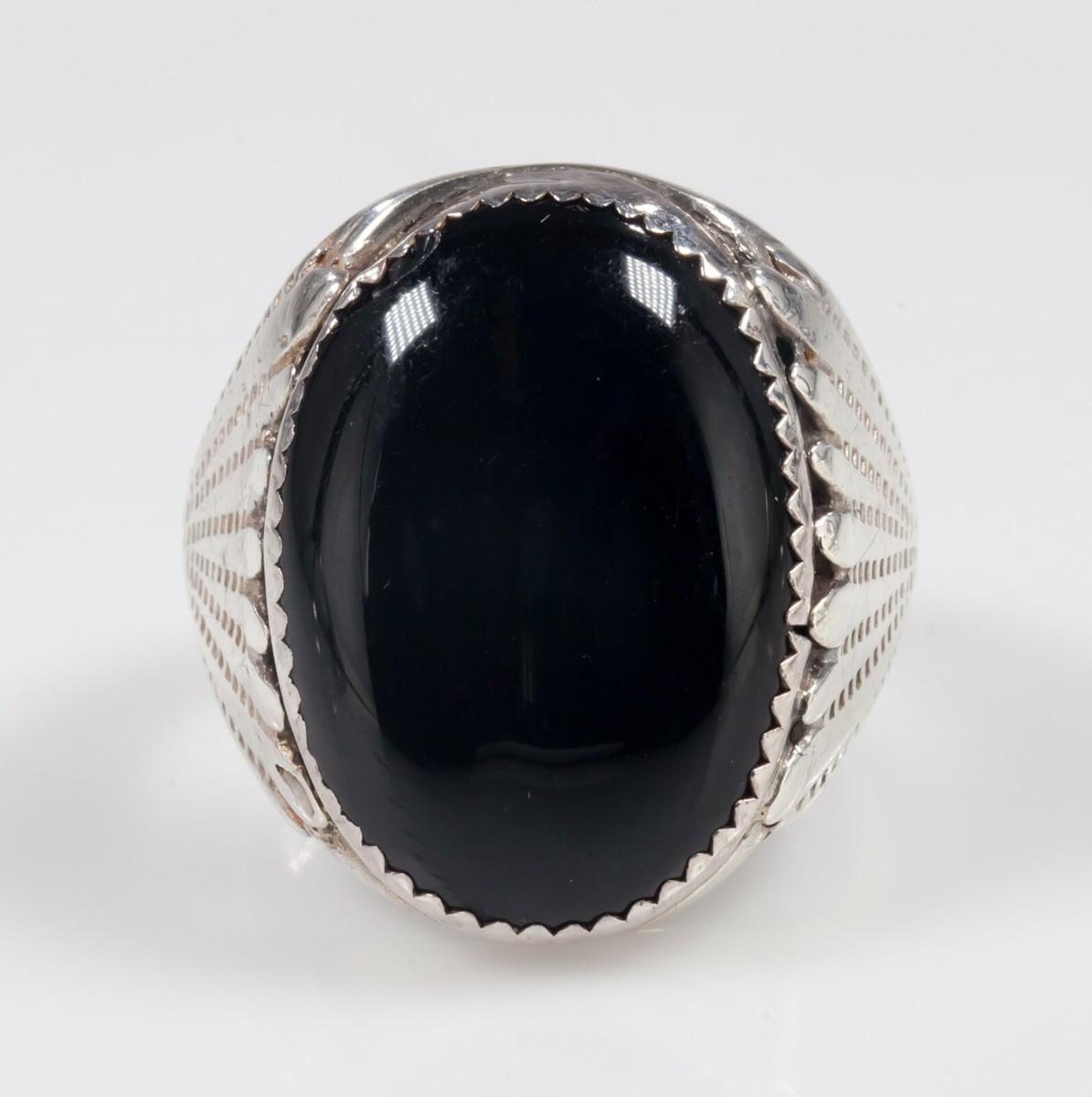 Navajo Onyx Sterling Silver Ring SZ 11.75 | eBay