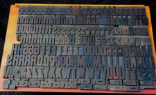 letterpress wood printing blocks 213 pcs 2.83" tall alphabet type woodtype rare.