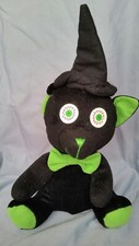 Black Green Halloween Cat Kitten Plush Stuffed Animal Toy Hypnotized Eyes 15"
