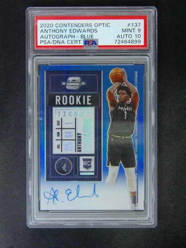2020 Contenders Optic Anthony Edwards #137 RC Auto Blue /99 PSA 9/10
