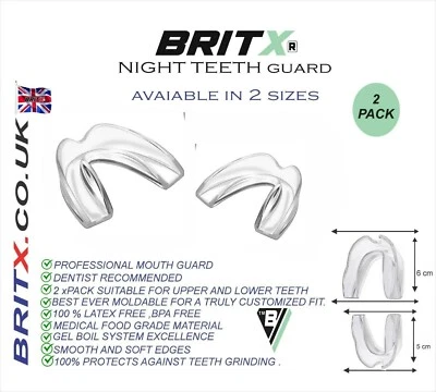 2 x BRITX Dental, Snoring Mouth Guards for Bruxism teeth Night Guard, Grinding