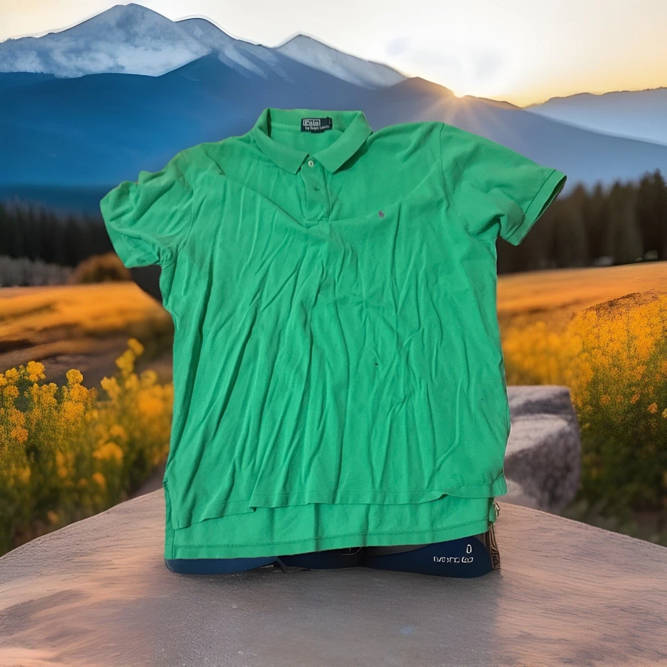 Polo Ralph Lauren Polo mens 2XL Green Short sleeve collared golfing Pink Pony - Image 2 of 3