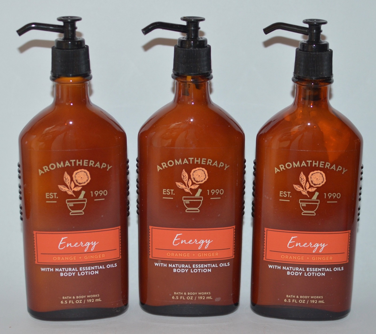 3 BATH & BODY WORKS AROMATHERAPY ENERGY ORANGE GINGER LOTION HAND CREAM