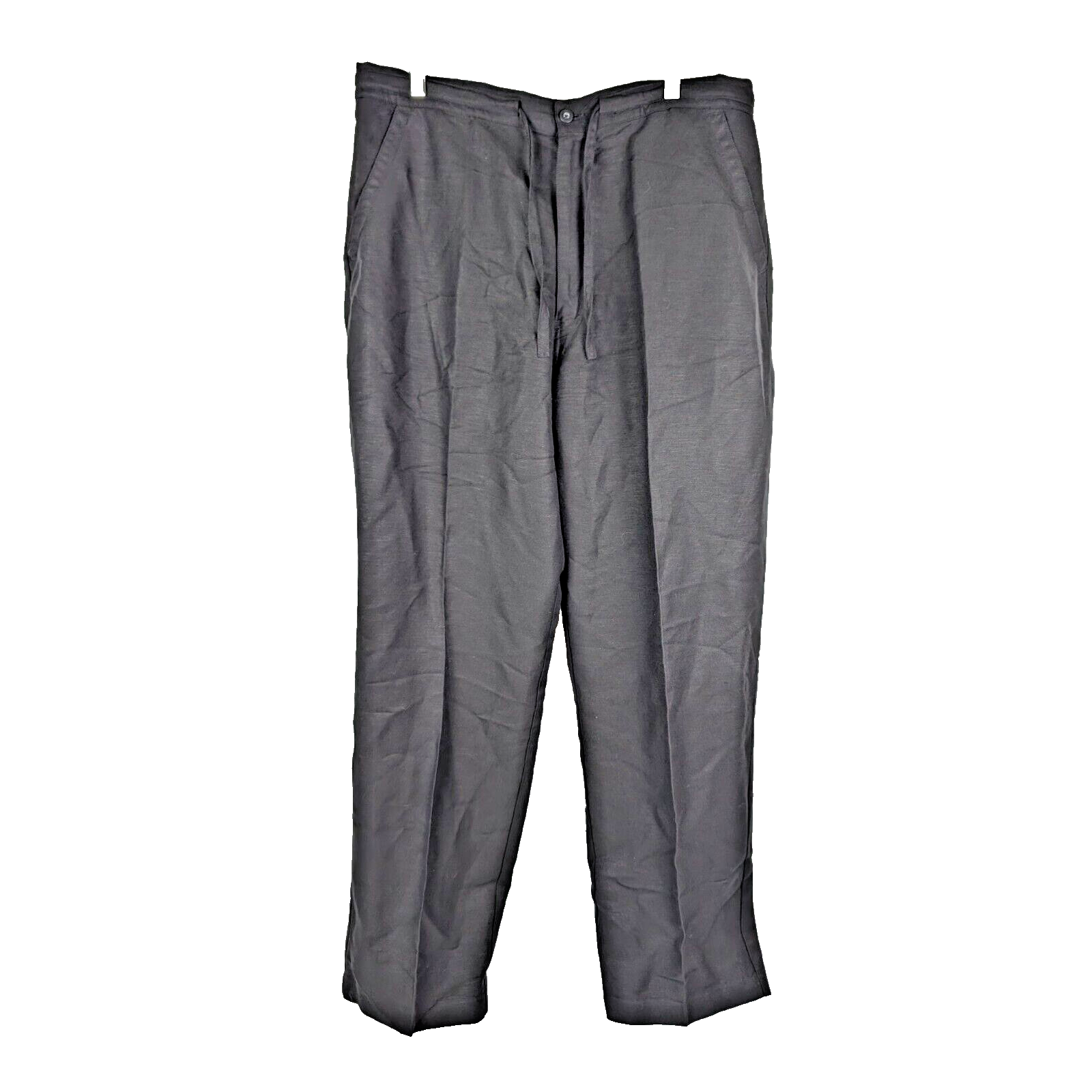 Perry Ellis Black Linen Blend Wide Leg Flat Front Slacks in XL  