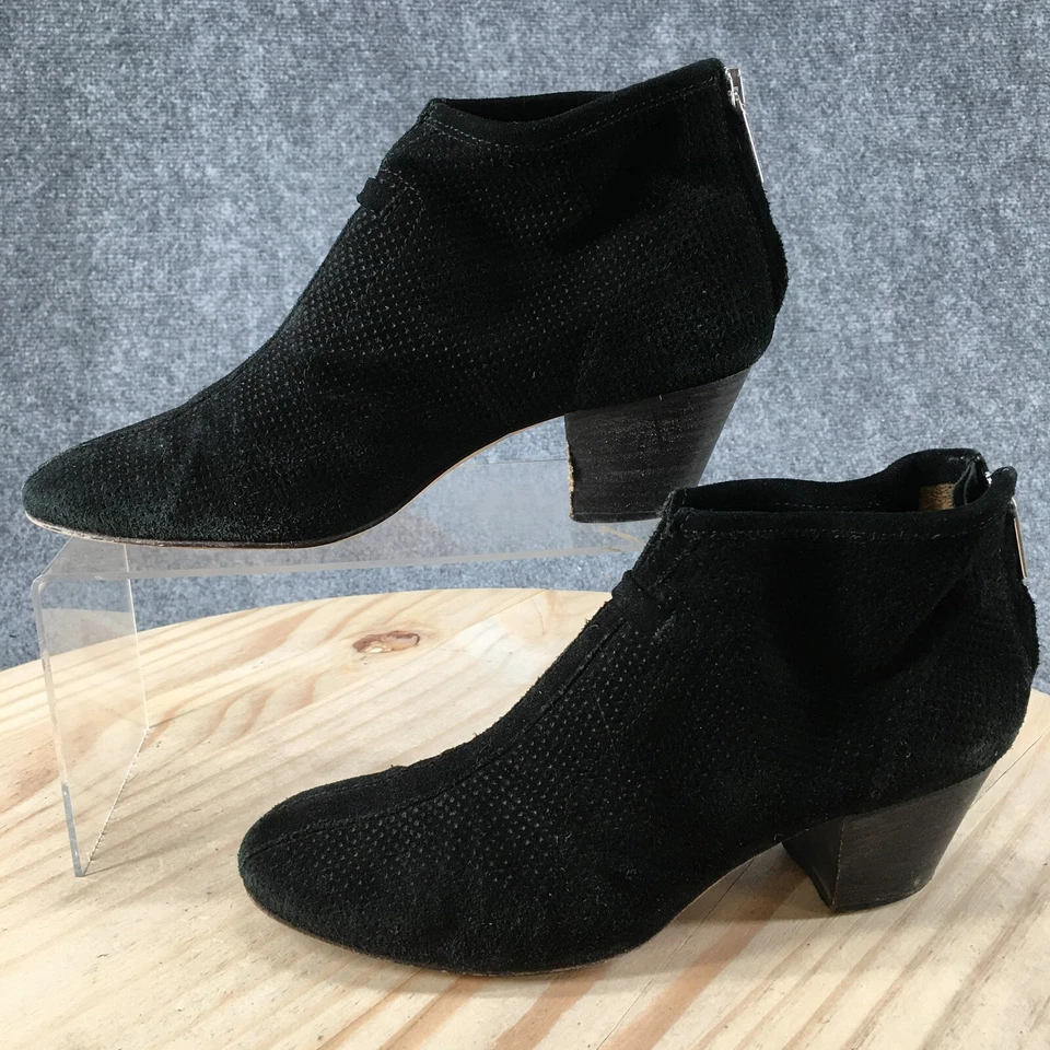 Aquatalia by Marvin K Boots Womens 7 Xcellent Ankle Booties Black Suede Heeled - Image 2 of 4