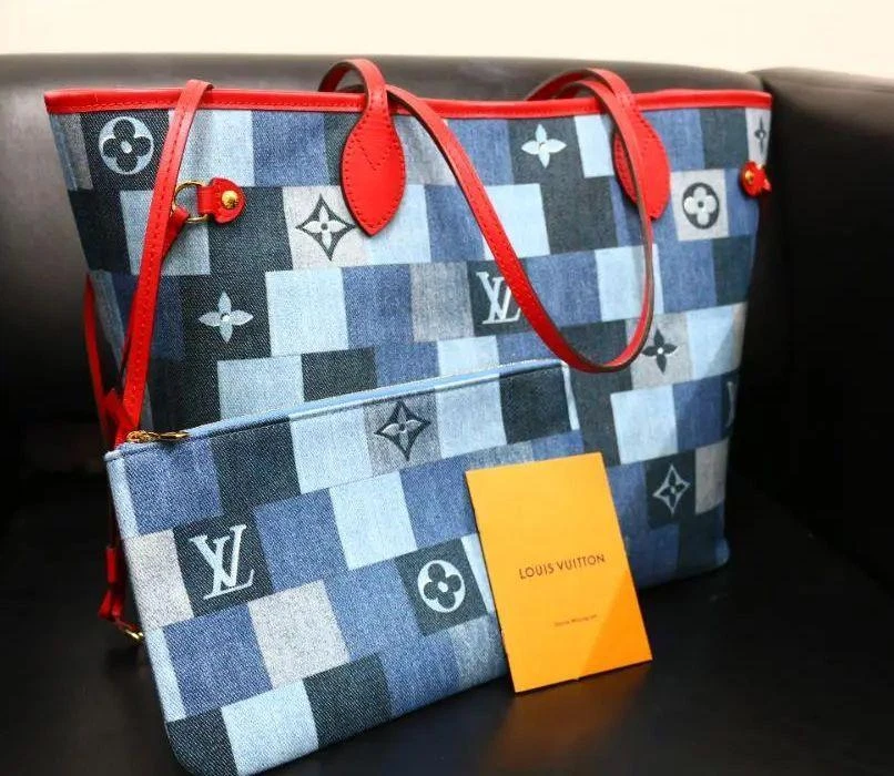 Louis Vuitton Denim Patchwork Monogram Neverfull MM in 2023