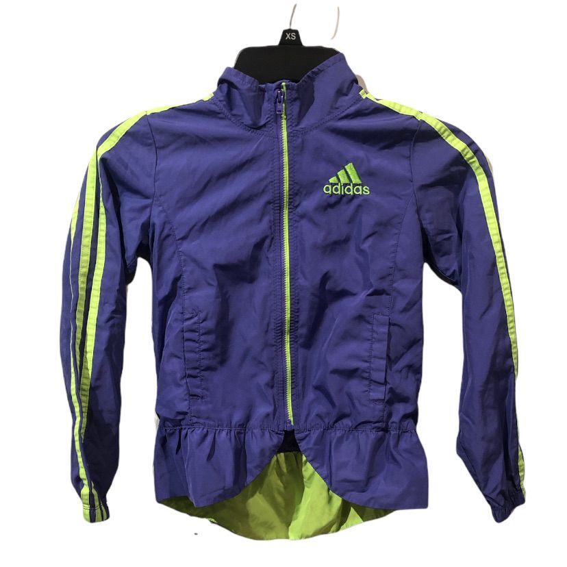 Adidas Peplum Windbreaker Purple Neon Green Size 6X Kids Adidas Peplum Windbreaker Purple Neon Green Size 6X Kids