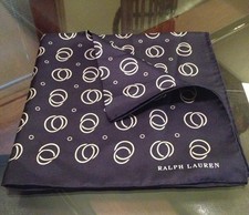 Ralph Lauren Purple Label 100 Silk Handkerchief Navy Blue Made In Italy New