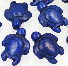 18x14mm Cobalt Blue Howlite Turquoise Turtle Pendant Beads 12