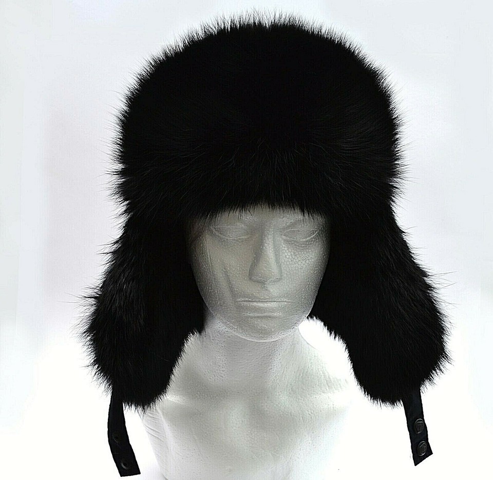 Men Winter Real Fur Ear Flap Ushanka Rabbit Fur Aviator Trapper Hat ...