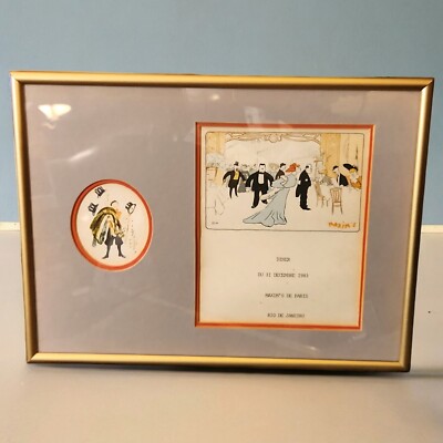 Maxim’s de Paris メニュー Vtg Maxim's de Paris Restaurant Menu Framed 1983 Rio De