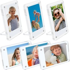 6-Piece Acrylic Magnetic Photo Frame Set 2x3 inches Dual-purpose photo frame
