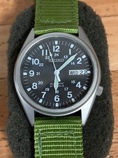 SEIKO Military Automatic Watch 7S26-3060 Black Dial NATO Strap
