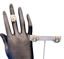 Vintage Sarah Coventry Symphony Ring Earrings Set Clear Crystal Jewelry