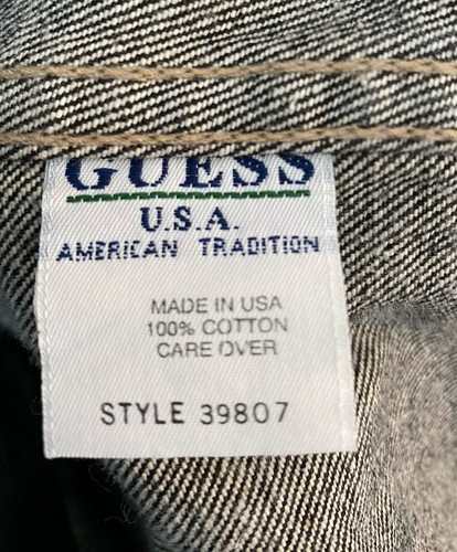 Vintage Guess Denim Trucker Jean Jacket Mens XLarge Black Workwear USA Made - Picture 10 of 10