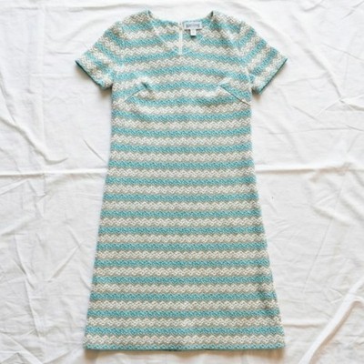 Walden Classics Vintage Blue Crochet Knit Midi Dress Womens Small