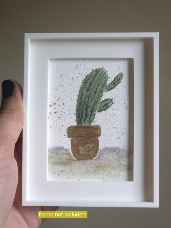 ACEO Original Cactus Plant Pot Botanical Impressionism 2.5x3.5" SRA OOAK
